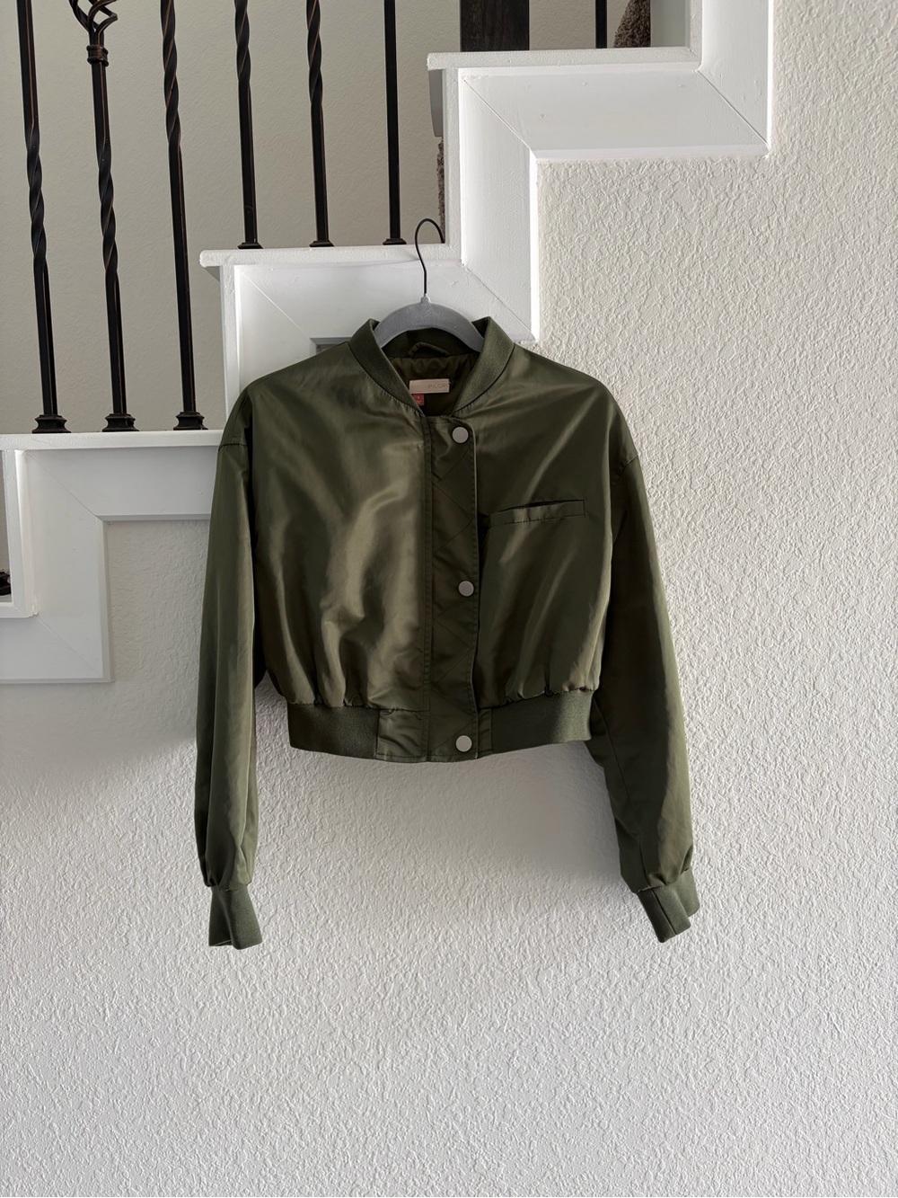 Anthropologie Pilcro Olive Green Cropped Bomber Jacket Size Small